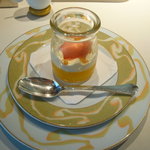 ロオジエ - オレンジとバニラのムース　ブラッドオレンジのシャーベット(正式名称は不明)。