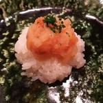 虎白 - （2015/7  再訪）餅米の上に、白イカとウニを和えたもの。