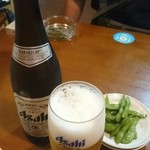 Seisei Izakaya - 中瓶ビールとお通しの枝豆