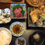 Sushizen Honten - 天プラランチ1200円。これに茶碗蒸し付きます