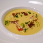 ラトリエ・ドゥ・ノト - 海老のジュレ、赤西貝、バジルもはいったかぼちゃスープ