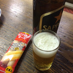 中屋酒店 - 瓶ビール（350円）、ピリ辛チーズ（140円）