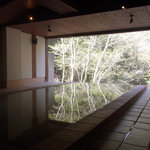 明神館 - 2010年5月：明神館のシグネチャー、の立ち湯。緑が映ります。