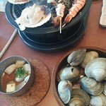 うお坐 - 大海老・帆立・ホンビノス貝・帆立うに醤油バター(小鍋)