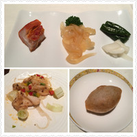 南園 - 揚げ餃子、前菜、鶏肉の黒豆味噌蒸し
