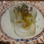 日本料理 晴山 - 賀茂茄子　白バイ貝　胡麻クリーム