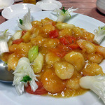 老広東 - コース料理（エビとトマトの炒め物；４人前）（２０１５年７月）