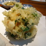 志蕎庵 江月 - 海老とアスパラのかき揚げ