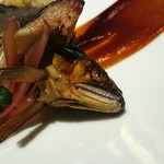 レフェルヴェソンス - ［２回目］おでかけ(7800円)・夕涼み〜2015 生き生きと焼いた鮎をそのコンソメと、肝の苦みのガストリックと水ナス、茗荷と山椒