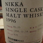 キールズ・バーハウス アオバダイ - シングルカスク　宮城峡　1996　シェリー樽　61％