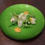 ルナ ソーレ - 前菜（ヒラマサのマリネ＆冬瓜　人参のピュレ）