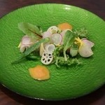 前菜（ヒラマサのマリネ＆冬瓜　人参のピュレ）