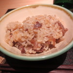 神保町 傳 - 黒毛和牛と新ショウガの炊き込みご飯。もちろん言うことないですね。