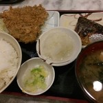 Kikyouasahi - 鯖塩焼き＋アジフライのセット(850円)