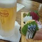 かず八 - かず八盛り 500円とビール