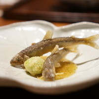 神楽坂 石かわ - 稚鮎にえんどう豆