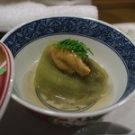 新ばし 星野 - 2015/7 賀茂茄子と小樽産ムラサキウニの吉野葛餡かけ