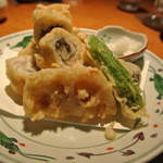 酒とそば まるき - ハモの舞茸巻き揚げ