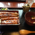 うなぎの緒里 - 2015年7月中旬 特うな重定食全景  特うな重に肝吸いがついて ¥2,400 