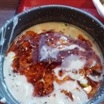麺屋 むどう - 【裏メニュー】濃厚胡麻辛つけ麺　つけ汁は旨辛ラードと大量の自家製練りごまが合わさってドロドロに。魚介は胡麻の香りにだいぶ隠れてますがコク旨さが最高潮の激ウマ。濃厚ファンにもおすすめ！