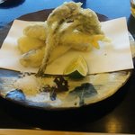 京都和久傳 - うどと美山の稚鮎の天ぷら。