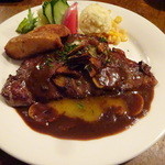 Dining Bar Drop in - 牛肉ステーキ＆ライス：1500円（税別）