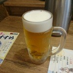 磯丸水産 - 生ビール　中300円（税込み）