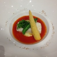 リストランテ ル・ミディ ひらまつ - 鱸のヴァポーレ　旬の野菜フリット　サルサ・ポモドーロ