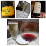 Ristorante Stefano e Tomoko - 赤ワインとスプマンテを頂きました。
            赤ワインは、かなり少量ですのでもう少し注いでくださると嬉しいかも(^^;)