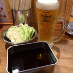 串カツ田中 - やっぱりビールで乾杯♪（〃゜▽゜）ノ□☆□ヽ（゜▽゜*）♪