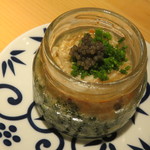 器楽亭 - 石川県の雌の毛蟹とキャビア、モロヘイヤと長芋、土佐酢で