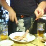 まるしげ 夢葉家 - 豚のほっぺを切ってくれた。