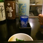 日本酒暮六つ - 突出しと「夏どぶろっく純米活性にごり酒」（2015.6）