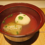 日本料理 みや  - 27年7月　鼈餅・フカヒレステーキ椀　柚子、葱