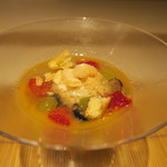 日本料理 みや  - 27年7月　和三盆アイス・夕張メロンのスープ　ブルーベリー・最中