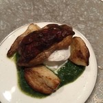 ラ スフォリーナ - フレッシュポルチーニ茸のソテー　卵のポシェ　ほうれん草のソース　美味い！2015-7