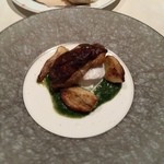 ラ スフォリーナ - フレッシュポルチーニ茸のソテー　卵ポシェ　ほうれん草のソース　2015-7