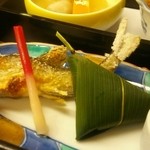 有楽 - 涼風箱膳1550円のアユの塩焼き笹巻寿司