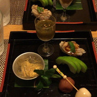 すし処 みや古分店 - 八寸（うに、もずく、うり、梅干し、うずらたまご、はまぐり）