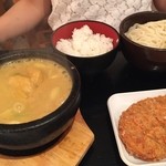 いえやす - つけカレーうどん（カツ・ご飯セット）