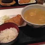 いえやす - カレーうどん（カツ・ご飯セット）