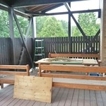 畑とクラフト　こま里カフェ （五穀村レストラン内） - 物をどければテラス席になりそうです 