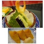 美浜 - ＊天ぷらは「海老2尾・茄子・大葉」など。普通に美味しい。
＊稲荷はスーパーで買うような品でしょうか。