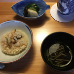 祇園 川上 - ハモの御飯、ジュンサイのお吸い物