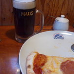 アルバトロス - 生ビール中二杯目と生ハム・オニオン