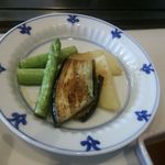 鉄板焼ステーキ＆海鮮　ぶりっく - 焼野菜（アスパラ、なす、じゃがいも）