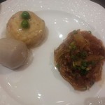 Brasserie & Bar La Gare - 春雨と挽肉の甘辛炒め？＆里芋とがんもどきの炊き合わせ？／平成27年7月