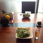 日本料理　時宜 - 2015,7  最初はサラダと、お酢ドリンクで目覚めのいっぱい。