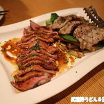 fino - 2015年7月　岩手花巻産白金豚のグリルと有機無農薬温野菜とフランス産鴨胸肉と焼葱のロースト