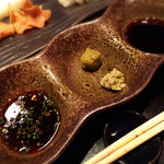 大淀河畔 みやちく - H27.7
      ステーキソースと薬味